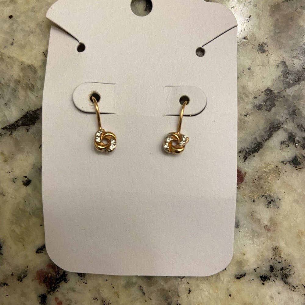 Tiny 14 k solid rose gold earrings for baby girls. - Picture 2 of 9